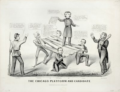 La piattaforma e il candidato di Chicago, 1864 da N. and Ives, J.M. Currier